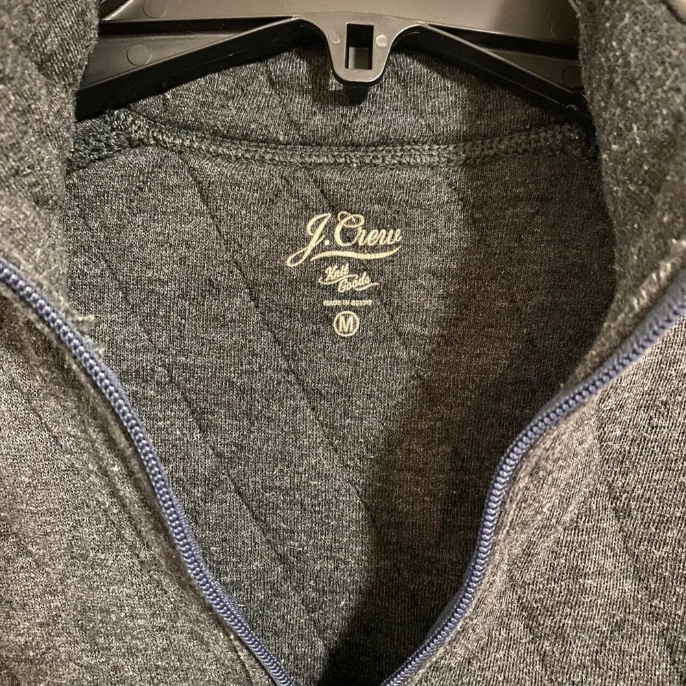 J. Crew Quilted Quarter Zip Pullover Mens Medium Gray Excellent Diamond Pattern